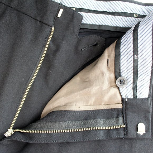 GAP Classic Flat Front Trousers Black Men's Size 33x30 Tailored Office Pants - Picture 5 of 14